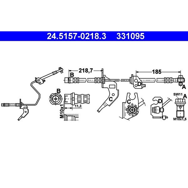 Снимка на Спирачен маркуч ATE 24.5157-0218.3 за Opel Astra H TwinTop 1.6 (L67) - 116 коня бензин