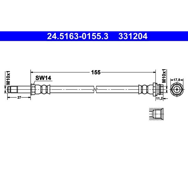 Снимка на Спирачен маркуч ATE 24.5163-0155.3 за Ford Mondeo 4 Saloon 2.2 TDCi - 175 коня дизел