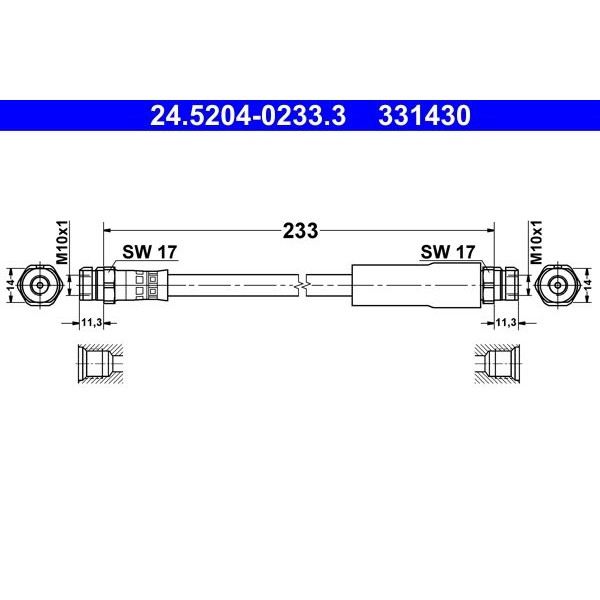 Снимка на Спирачен маркуч ATE 24.5204-0233.3 за Seat Altea (5P1) 2.0 TDI - 170 коня дизел