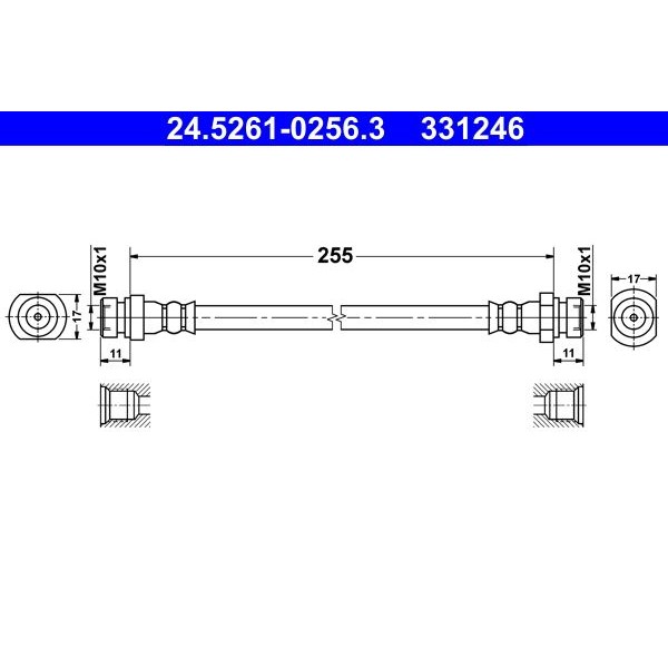 Снимка на Спирачен маркуч ATE 24.5261-0256.3 за Hyundai Excel 2 (LC) 1.3 - 84 коня бензин