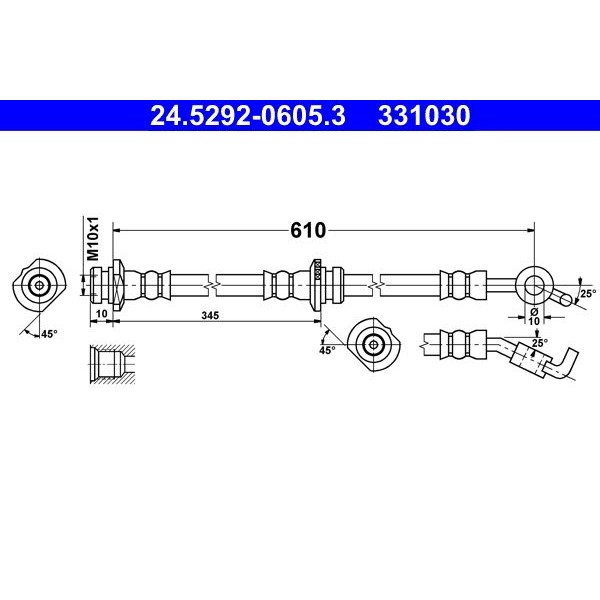 Снимка на Спирачен маркуч ATE 24.5292-0605.3 за Nissan Micra (K12) 1.5 dCi - 65 коня дизел