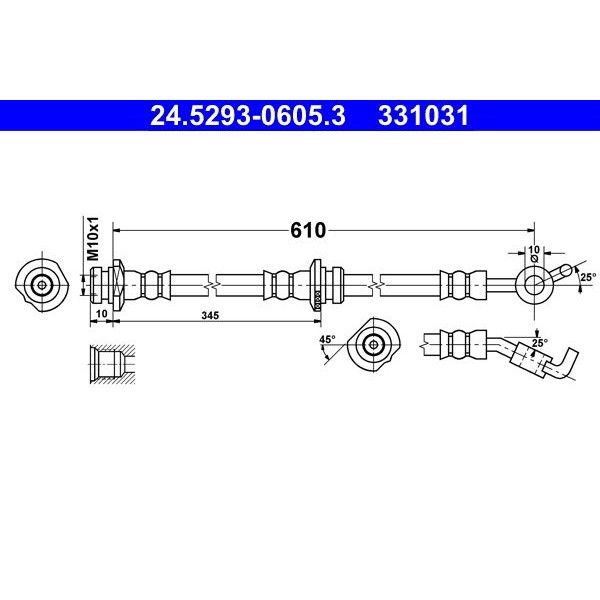 Снимка на Спирачен маркуч ATE 24.5293-0605.3 за Nissan Micra (K12) 1.5 dCi - 65 коня дизел