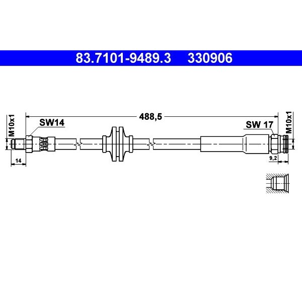 Снимка на Спирачен маркуч ATE 83.7101-9489.3 за Fiat Ducato Platform 250 150 Multijet 2,3 D - 148 коня дизел