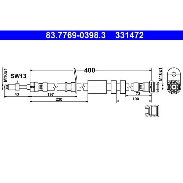 Снимка на Спирачен маркуч ATE 83.7769-0398.3 за Ford Focus 3 Hatchback 2.0 Ti-GDi - 170 коня бензин