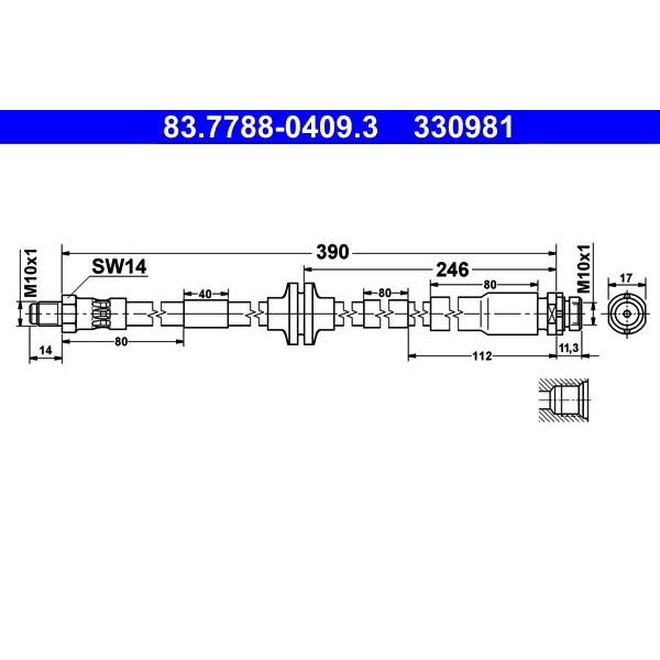 Снимка на Спирачен маркуч ATE 83.7788-0409.3 за Ford Focus 2 (da) 1.8 Flexifuel - 125 коня Бензин/Етанол