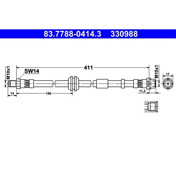 Снимка на Спирачен маркуч ATE 83.7788-0414.3 за Volvo S40 Sedan (MS) D4 - 177 коня дизел