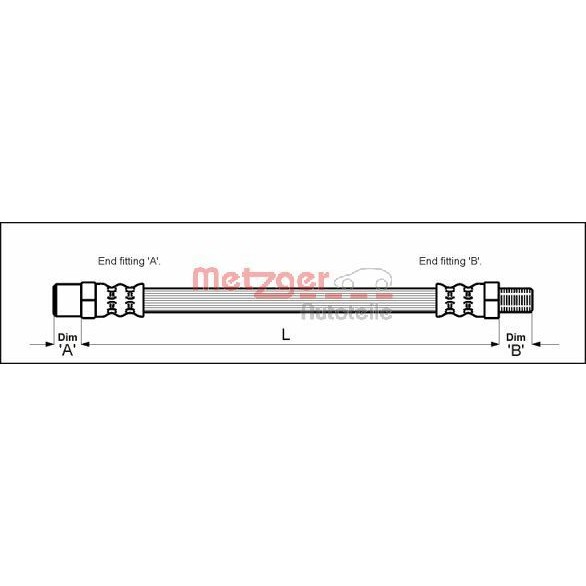 Снимка на Спирачен маркуч METZGER 4110568 за Mercedes 190 (w201) D 2.5 (201.126) - 90 коня дизел