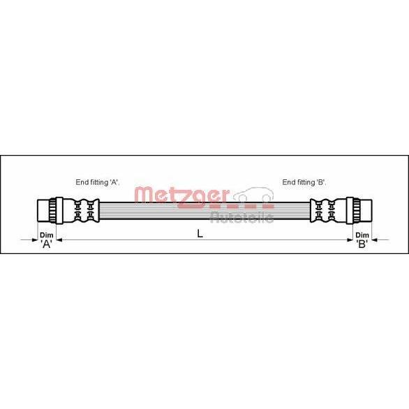Снимка на Спирачен маркуч METZGER 4111153 за Opel Vivaro Box (F7) 2.5 DTI (F7) - 135 коня дизел