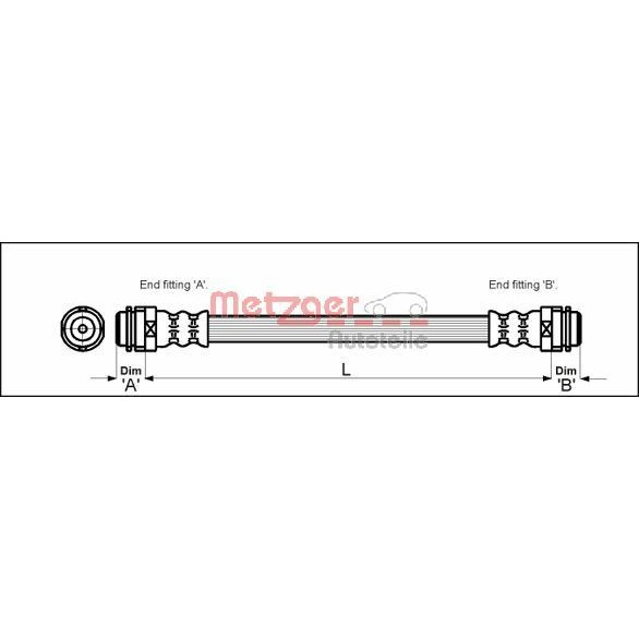 Снимка на Спирачен маркуч METZGER 4114798 за Audi A3 (8L1) 1.6 - 102 коня бензин