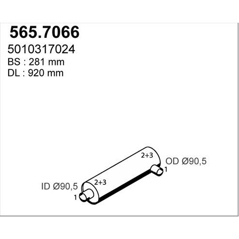 Снимка на Средно, задно гърне ASSO 565.7066 за камион Renault Midliner M 210.14/C BOM - 205 коня дизел