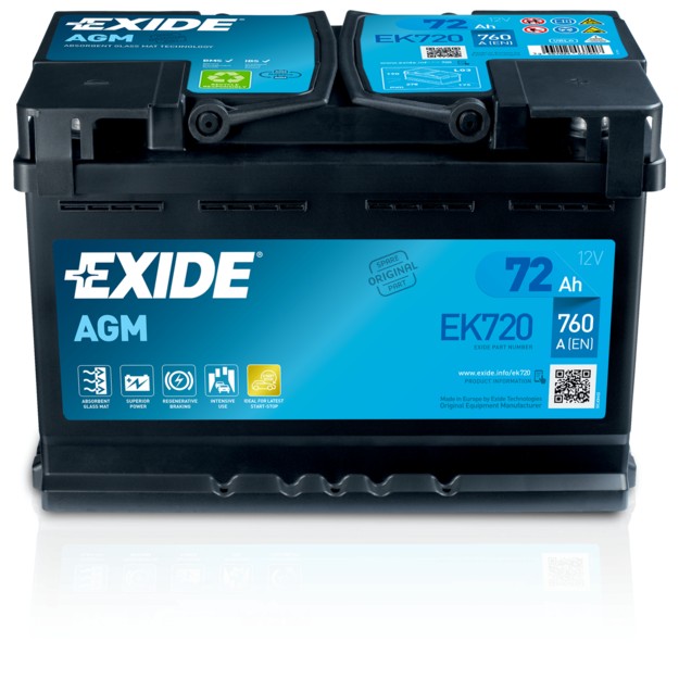 Снимка на Стартов акумулатор EXIDE AGM EK720