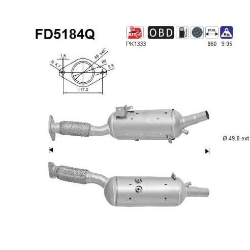 Снимка на Филтър за сажди/твърди частици, изпускателна система AS FD5184Q за Opel Vivaro Combi 2014 1.6 CDTI (06) - 140 коня дизел