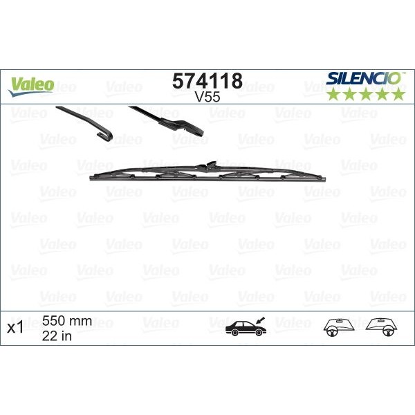 Снимка на Чистачки VALEO SILENCIO CONVENTIONAL SINGLE 574118 за VW LT 28-46 2 Platform (2DX0FE) 2.5 TDI - 83 коня дизел