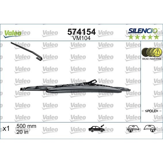 Снимка на Чистачки VALEO SILENCIO CONVENTIONAL SINGLE 574154 за Citroen Saxo S0,S1 1.1 X, SX - 54 коня бензин