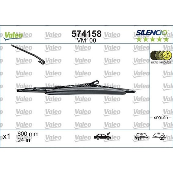 Снимка на Чистачки VALEO SILENCIO CONVENTIONAL SINGLE 574158 за Hyundai i20 (PB,PBT) 1.4 CRDi - 90 коня дизел