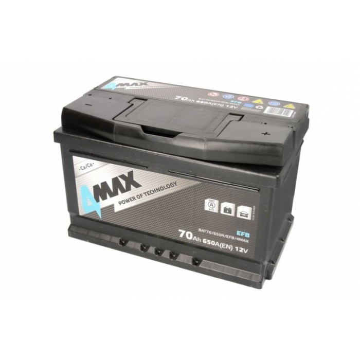 Снимка на акумулатор 4MAX BAT70/650R/EFB/4MAX за Fiat Scudo BOX 270 2.0 D Multijet 4x4 - 120 коня дизел