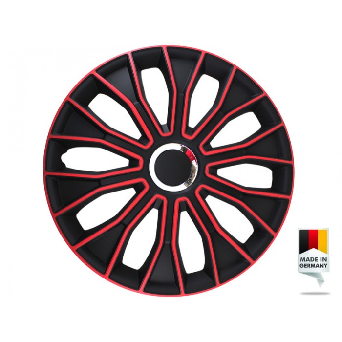 Снимка на Декоративни тасове PETEX 15 Voltec pro black/red, 4 броя Petex RB548515 за Opel Astra H Sport hatch 1.6 (L08) - 105 коня бензин