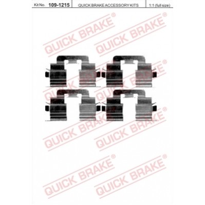 Снимка на комплект принадлежности, дискови накладки QUICK BRAKE QB109-1215 за Mercedes A-Class (w168) A 140 (168.031, 168.131) - 82 коня бензин