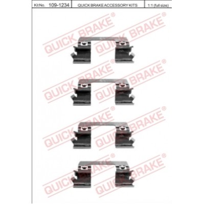 Снимка на комплект принадлежности, дискови накладки QUICK BRAKE QB109-1234 за Mercedes E-class Estate (s211) E 200 CDI (211.207) - 136 коня дизел