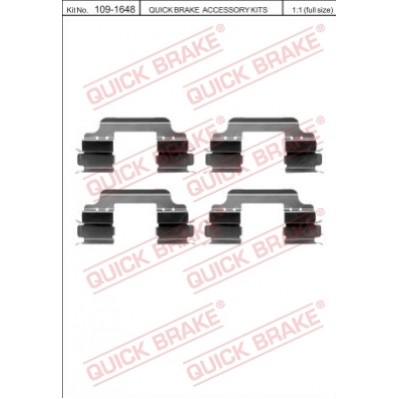 Снимка на комплект принадлежности, дискови накладки QUICK BRAKE QB109-1648 за Mercedes Citan Kombi (415) 111 CDI (415.703, 415.705) - 110 коня дизел