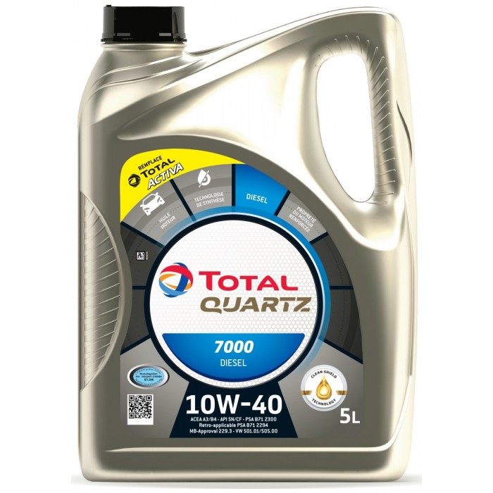 Снимка на Моторно масло TOTAL QUARTZ 7000 DIESEL 10W40 5L за Daihatsu Cuore 3 L201 0.8 - 41 коня бензин