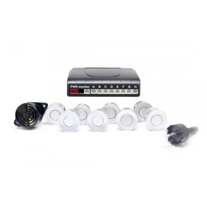 Снимка на Парктроник с 8 сензора и звукова сигнализация - сребристи датчици AP PS8S за камион Mercedes Actros MP2, MP3 2632, L, LL - 320 коня дизел