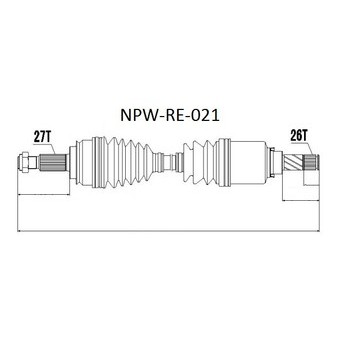 Снимка на полуоска NTY NPW-RE-021 за Renault Kangoo Express (FW0-1) 1.5 dCi 75 (FW07, FW10, FW04) - 75 коня дизел