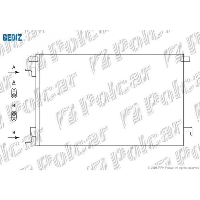Снимка на радиатор за климатик POLCAR 5518K8C2S за Opel Vectra C GTS 1.9 CDTI (F68) - 120 коня дизел