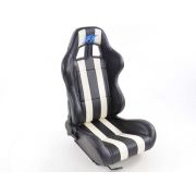 Снимка  на Спортни седалки комплект 2 бр. Indianapolis еко кожа черни/бели FK Automotive FKRSE010181