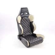 Снимка  на Спортни седалки комплект 2 бр. Las Vegas еко кожа черни/бежови шев бежови FK Automotive FKRSE011025