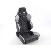 Снимка  на Спортни седалки комплект 2 бр. Las Vegas еко кожа черни/сребърни шев сребърни FK Automotive FKRSE011029