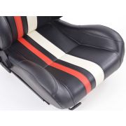 Снимка  на Спортни седалки комплект 2 бр. Portland еко кожа черни/бели/червени / FK Automotive FKRSE011051