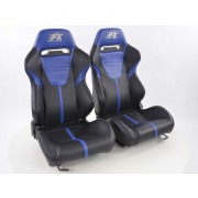 Снимка на Спортни седалки комплект 2 бр. Atlanta еко кожа черни/сини FK Automotive FKRSE010157