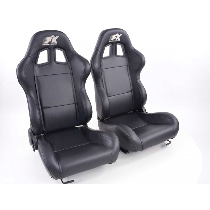 Снимка на Спортни седалки комплект 2 бр. Boston еко кожа черни FK Automotive FKRSE010141 за Fiat Palio 178bx 1.8 - 116 коня бензин