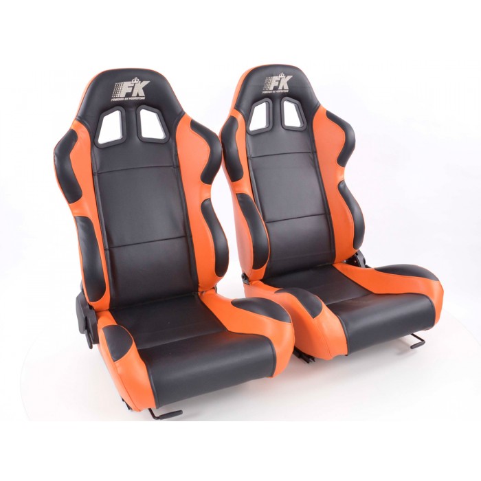 Снимка на Спортни седалки комплект 2 бр. Boston еко кожа черни/оранжеви FK Automotive FKRSE010137 за Audi A3 (8L1) 1.6 - 102 коня бензин