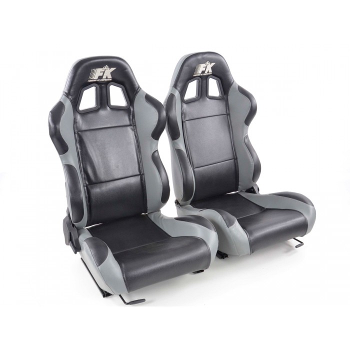 Снимка на Спортни седалки комплект 2 бр. Boston еко кожа черни/сиви FK Automotive FKRSE010139 за Audi A6 Sedan (4B, C5) 2.7 quattro - 254 коня бензин