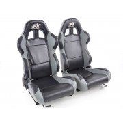 Снимка на Спортни седалки комплект 2 бр. Boston еко кожа черни/сиви FK Automotive FKRSE010139