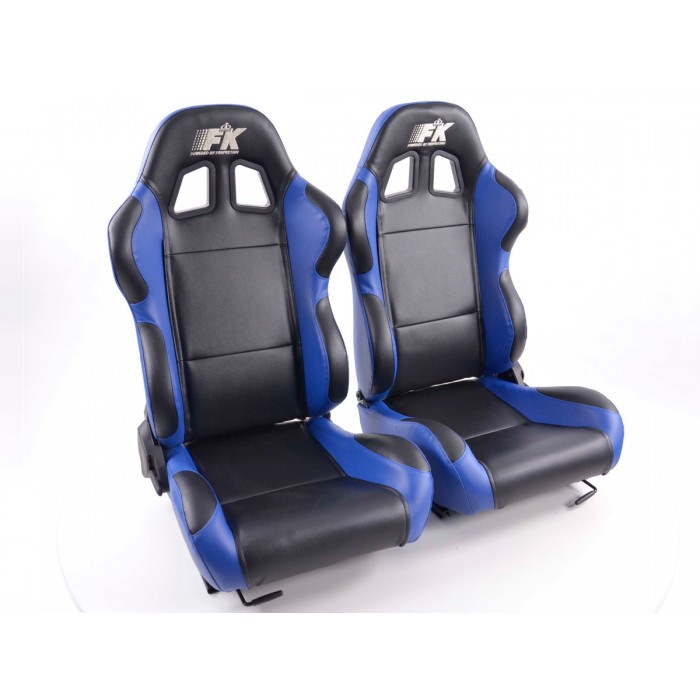 Снимка на Спортни седалки комплект 2 бр. Boston еко кожа черни/сини FK Automotive FKRSE010135 за Autobianchi Y10 1.1 4WD - 57 коня бензин