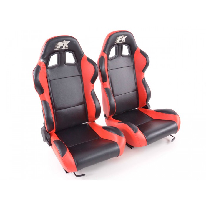 Снимка на Спортни седалки комплект 2 бр. Boston еко кожа черни/червени / FK Automotive FKRSE010133 за Audi A5 Cabrio (8F7) 2.7 TDI - 163 коня дизел