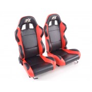 Снимка на Спортни седалки комплект 2 бр. Boston еко кожа черни/червени / FK Automotive FKRSE010133
