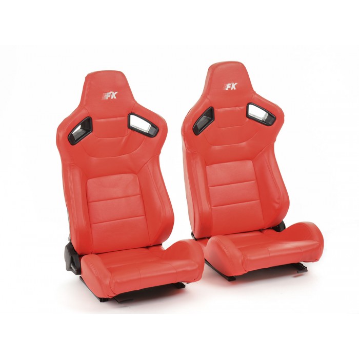 Снимка на Спортни седалки комплект 2 бр. Bremen еко кожа червени червени stitches FK Automotive FKRSE17005 за Audi A3 (8L1) 1.9 TDI - 110 коня дизел