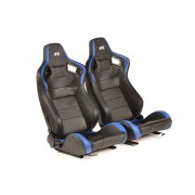 Снимка на Спортни седалки комплект 2 бр. Bremen еко кожа черни/сини Carbon-Look FK Automotive FKRSE17065