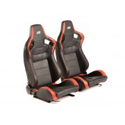 Снимка на Спортни седалки комплект 2 бр. Bremen еко кожа черни/червени Carbon-Look FK Automotive FKRSE17063