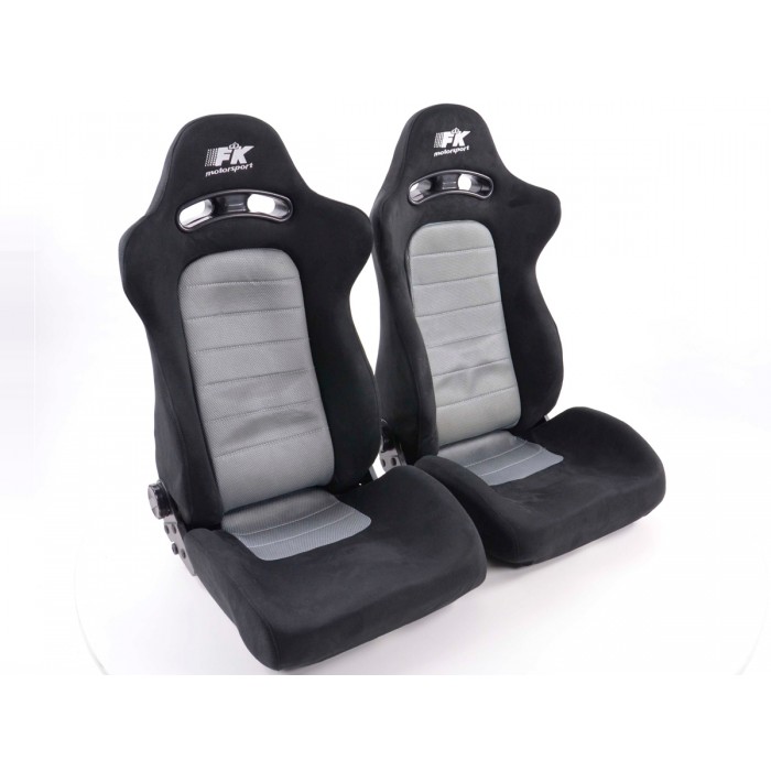 Снимка на Спортни седалки комплект 2 бр. Chicago сиви/черни FK Automotive FKRSE010089 за Lotus Esprit S4 (082) 2.2 - 300 коня бензин
