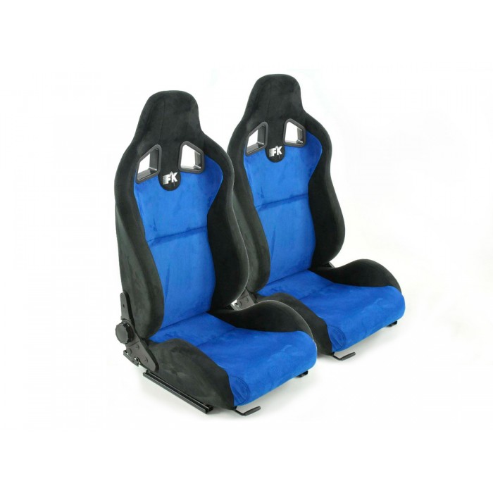 Снимка на Спортни седалки комплект 2 бр. Columbus еко кожа сини/черни FK Automotive FKRSE011047