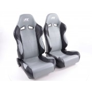 Снимка на Спортни седалки комплект 2 бр. Comfort еко кожа сиви/черни FK Automotive FKRSE891/892