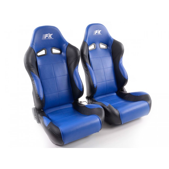 Снимка на Спортни седалки комплект 2 бр. Comfort еко кожа сини/черни FK Automotive FKRSE893/894