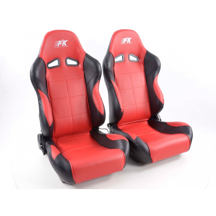Снимка на Спортни седалки комплект 2 бр. Comfort еко кожа червени /черни FK Automotive FKRSE895/896