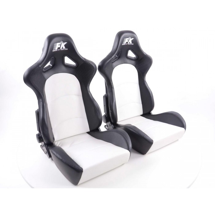 Снимка на Спортни седалки комплект 2 бр. Control еко кожа бели/черни FK Automotive FKRSE417-1/417-2 за BMW 1 E81 116 i - 122 коня бензин