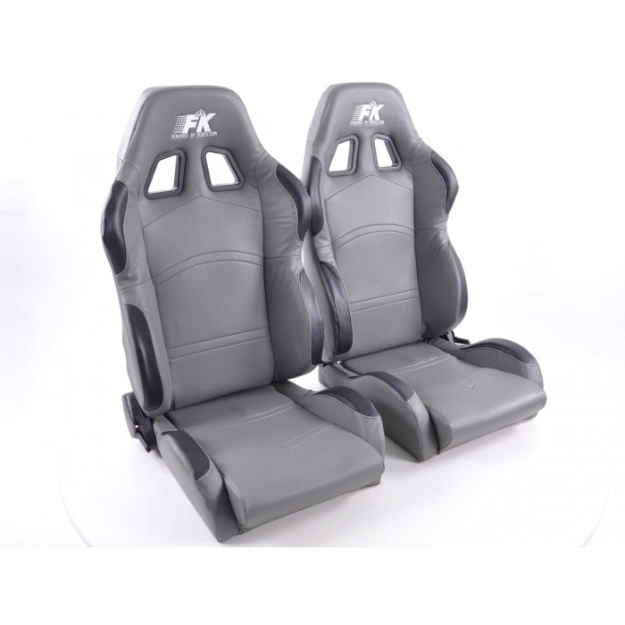 Снимка на Спортни седалки комплект 2 бр. Cyberstar еко кожа сиви FK Automotive FKRSE645/647 за мотор Honda SXR SXR 50 (AF37) - 4 коня бензин